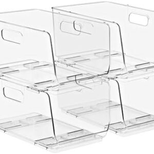 Sorbus Stackable Storage Bins Open Front – Clear Stackable Storage Bins – Pantry Bins for Storage and Organization – Acrylic Stackable Bins for Kitchen – Clear Pantry Organizer Bins (Medium 4 Pack)